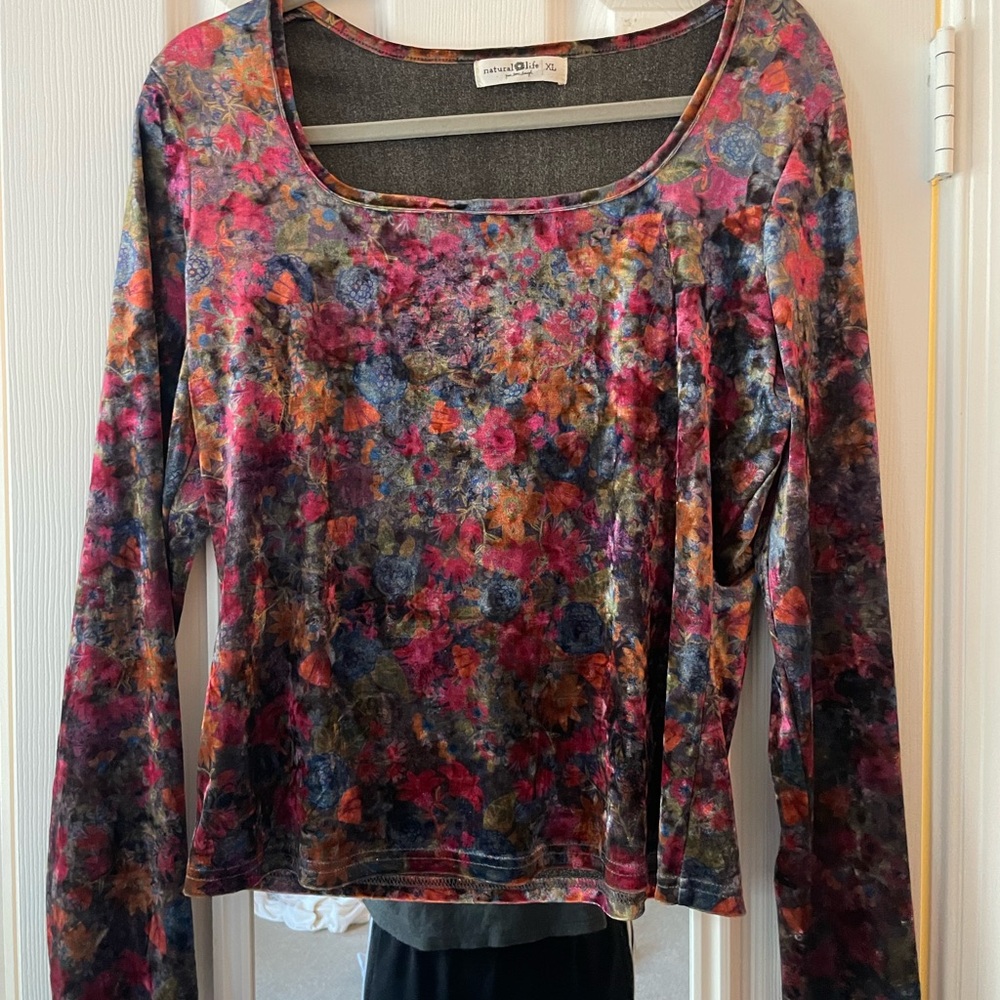 NATURAL LIFE Multicolor Floral Long Sleeve Top
